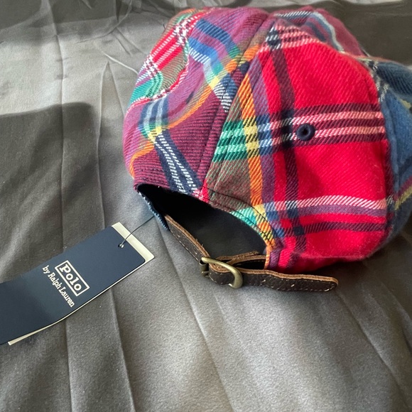 Polo Ralph Lauren Plaid 5 Panel Twill Logo Patch Baseball Ball Cap - Picture 2 of 4